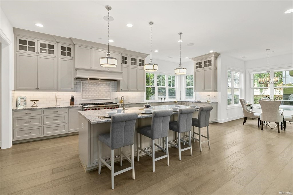 kitchen with barstools